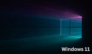Windows 11 標誌在黑暗的數位環境中發出霓虹光芒。