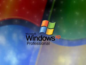 Windows XP Professional 標誌在帶有星星的色彩繽紛抽象背景上。