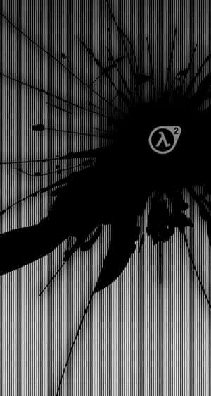 以 lambda 符號為中心的爆炸黑白圖形。