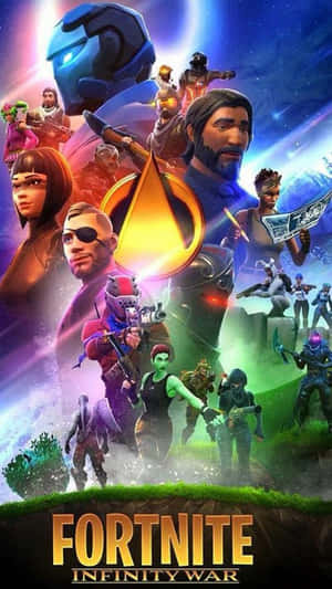 Fortnite Infinity War遊戲海報，多樣角色在宇宙戰鬥場景中。
