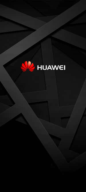 黑色幾何背景上的Huawei標誌 — 20:9 壁紙