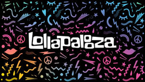 Lollapalooza 節日標誌，帶有彩色和平標誌和閃電。