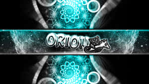 發光的青綠色分形設計，帶有「ORION」字樣和風格化的貓剪影。
