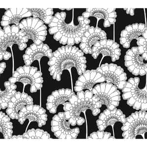黑白風格花卉圖案，帶有分層花瓣。 — 白色美學gif 壁紙
