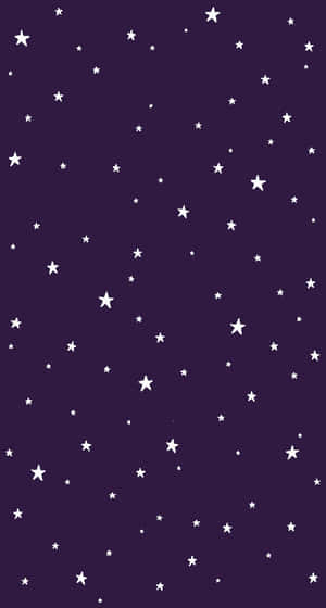 紫色夜空，白色星星散落在畫布上。