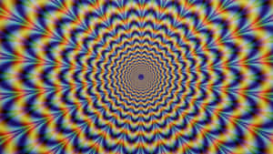 帶有幾何波浪的催眠彩虹螺旋圖案。