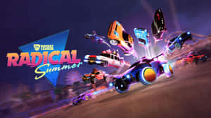 夜間Rocket League遊戲中霓虹汽車飛翔和翻轉。 — 火箭 GIF 壁紙