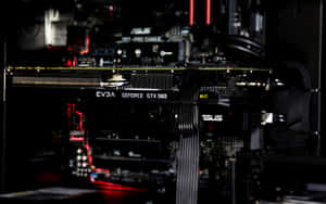 遊戲電腦特寫，帶有紅色LED燈和EVGA GTX 980顯示卡。 — 2880x1800 壁紙