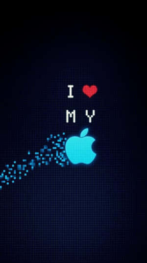 像素藝術顯示「I ❤️ MY」和發光的Apple標誌留下粒子。