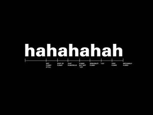 幽默量表從完全不好笑到嘲諷好笑，中央有 'hahahah'。