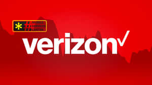 Verizon標誌與流動服務中心標誌在紅色山脈背景上。