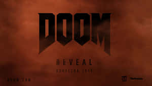Doom遊戲揭示標誌在熾熱的橙色煙霧背景上