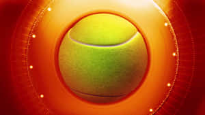 一個被發光的橙色圓環和閃爍光芒包圍的網球。