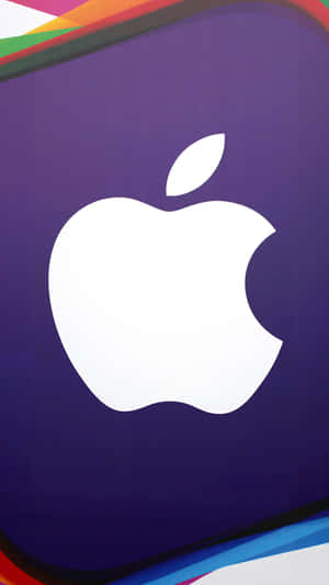 紫色背景上帶有色彩繽紛抽象邊緣的Apple標誌