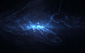 在深邃太空中帶有星星的發光藍色星雲。 — 高解析度 壁紙