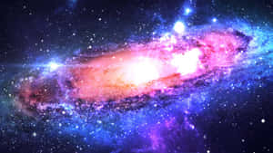 一個色彩繽紛的螺旋星系，帶有粉紅色和藍色的雲層和明亮的星星。 — 外太空 壁紙