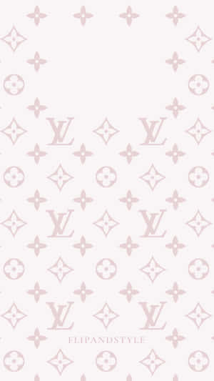 極簡粉紅色 Louis Vuitton 字母圖案牆紙設計。