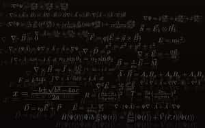 在深色背景上帶有發光科學方程式的Wallpaper。