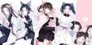 穿著校服、佩戴蝴蝶髮飾的動漫女孩。