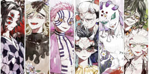 七個色彩繽紛、眼神傳神的動漫惡魔角色。