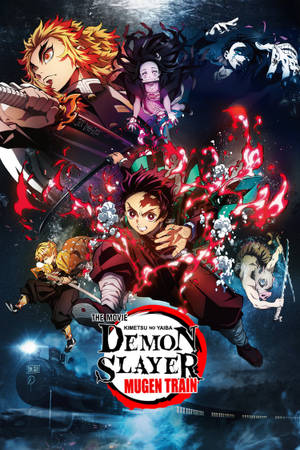 Demon Slayer 角色在黑暗火車背景下，以熾熱能量進行戰鬥。 — 竈門禰豆子 壁紙
