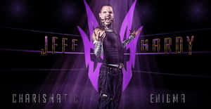摔角手 Jeff Hardy 在場上，帶有紫色燈光和文字