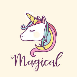 一隻睡著的獨角獸，擁有彩虹鬃毛和角，在「Magical」字樣上方。 — iPad Air 11 壁紙