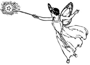 蝴蝶翅膀仙子用魔杖施展星星咒語。