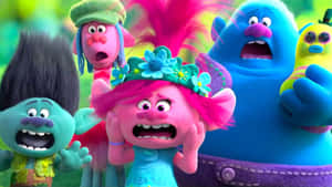 一群色彩繽紛的動畫巨魔，露出震驚表情。