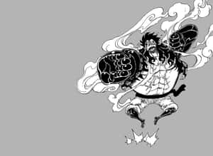 動漫角色在旋轉煙霧環繞下釋放出強力一拳。