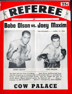 1955年Bobo Olson對Joey Maxim在Cow Palace的拳擊比賽海報。 — 復古gif 壁紙