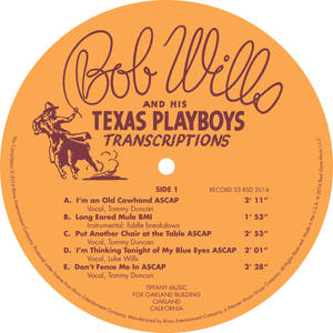 Bob Wills and His Texas Playboys Transcriptions 的橙色黑膠唱片標籤。 — 荷里活 GIF 壁紙