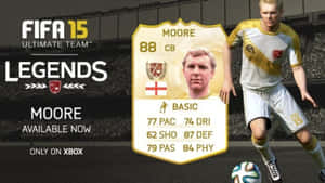 Moore 嘅 FIFA 15 Ultimate Team Legends 球員卡，附有統計數據同球場背景。 — 運動 壁紙