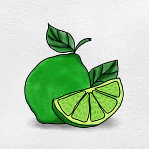 一個完整青檸和一個切片青檸連葉子，背景係有紋理嘅白色。 — iPad 第9代 壁紙