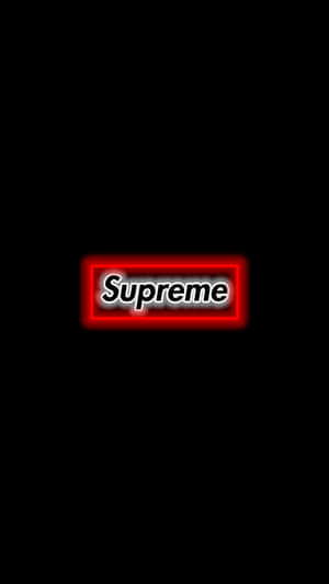 紅色Supreme標誌，在黑色背景上帶有白色發光