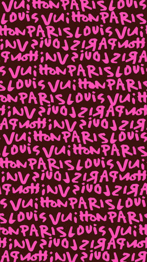 粉紅色 Louis Vuitton 文字圖案在深酒紅色背景上 — 路易威登 壁紙