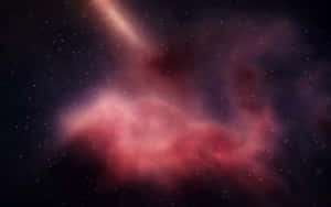 在深邃太空中被星星包圍的發光粉紅色星雲。