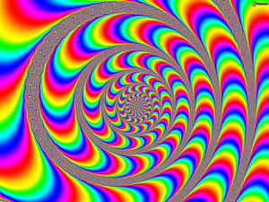 帶有彩虹色和分形圖案的催眠螺旋漩渦。 — 明亮 壁紙