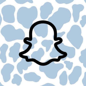 Snapchat鬼魂標誌在藍色和白色乳牛紋背景上 — 藍色 壁紙