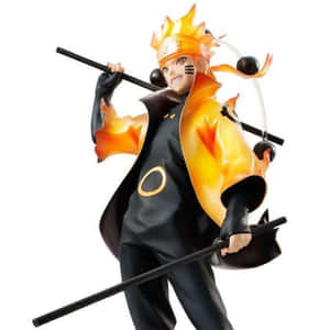 鳴人·漩渦在九尾查克拉模式中手持法杖的動漫人偶 — Naruto and hinata GIF 壁紙