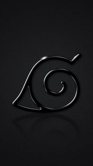 光澤黑色螺旋符號在深色背景上反射 — 火影忍者 iPhone 壁紙