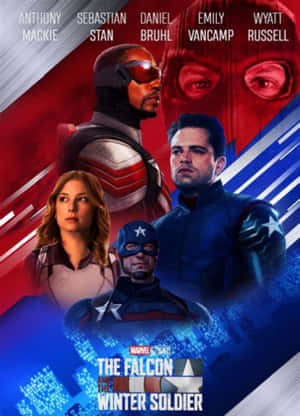 Marvel 超級英雄海報， featuring Falcon Winter Soldier 及其他角色擺出動作姿勢。