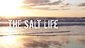 日落時分海浪拍打沙灘，文字 THE SALT LIFE