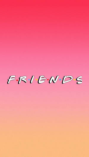 Friends 電視節目標誌在粉紅到蜜桃漸變背景上。