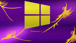 Windows 8.1 標誌，帶有金色火焰漩渦，紫色背景