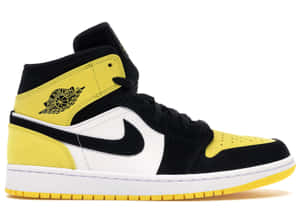 黑白黃配色 Air Jordan 1 高筒運動鞋，帶翅膀標誌