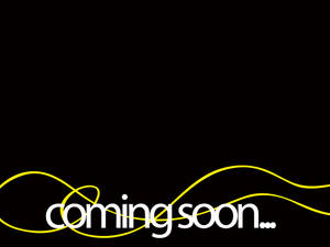 黑色背景上寫著coming soon的粗體白色文字和黃色線條