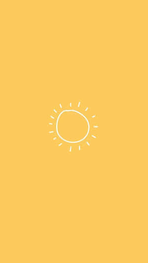 一個簡單的白色太陽塗鴉在黃色背景上。