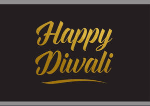 深色背景上以金色字體顯示的Happy Diwali祝福 — 黃色 壁紙