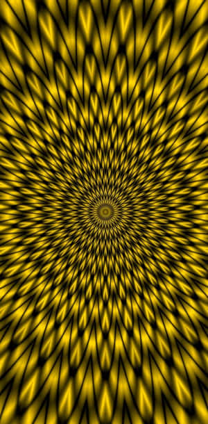 鮮豔的黃黑幾何圖案，產生催眠螺旋效果。